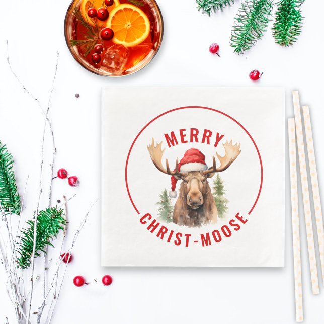 Merry Christ-moose Funny Christmas Moose Napkin (Creator Uploaded)