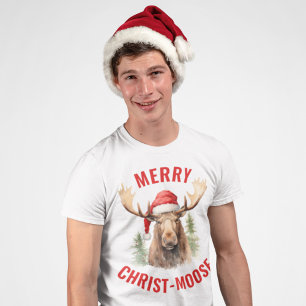 Merry Christ-moose Funny Christmas Moose T-Shirt