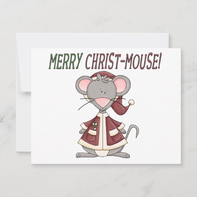 Merry Christ-Mouse T-shirts and Gifts Holiday Card (Front)