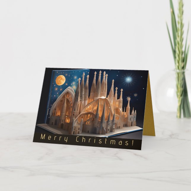 Merry Christams Faux Pop-up Sagrada Família GC Holiday Card (Front)