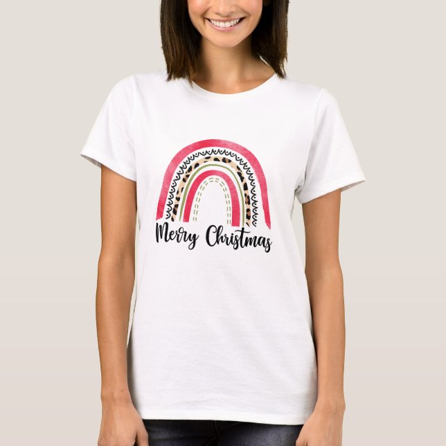 Merry Christma pink rainbow T-Shirt (Front)