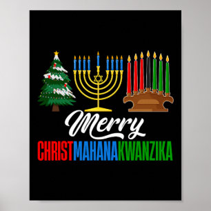 Merry Christmahanakwanzika Christmas Happy Hanukka Poster