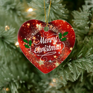   Merry Christmans, glitter and shine, Ceramic Tree Decoration