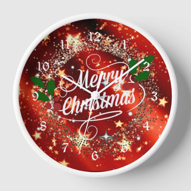   Merry Christmans, glitter and shine, Clock (Front)
