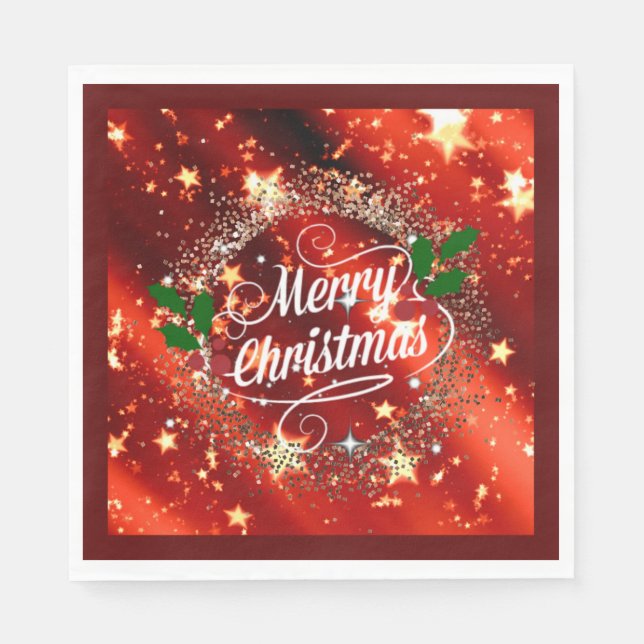  Merry Christmans, glitter and shine, Napkin (Front)