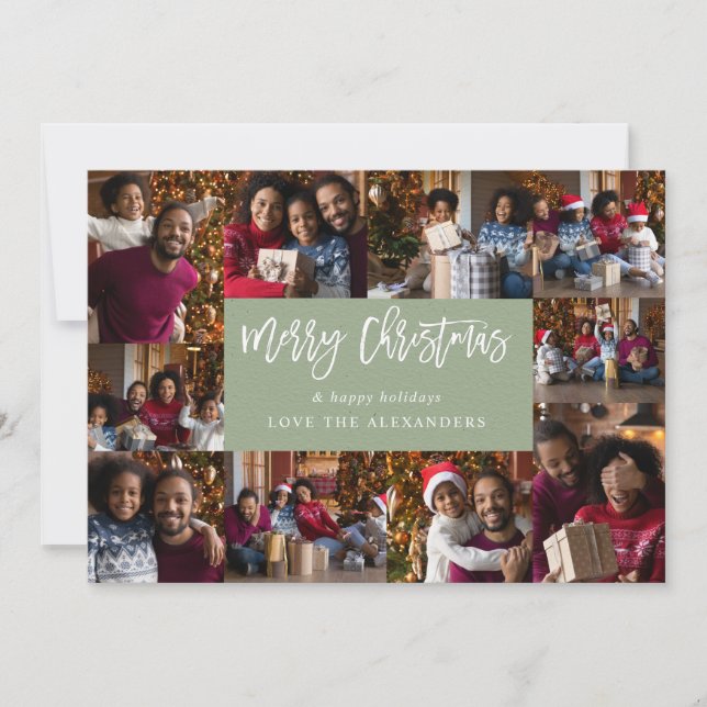 Merry Christmas 10 Multi Photo - Green P (Front)