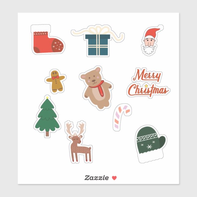 Merry Christmas 10-Set Sticker Pack  (Sheet)