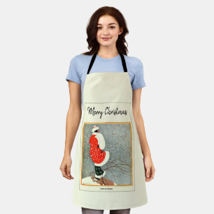 Merry Christmas 1914 Snow Bunting  Apron