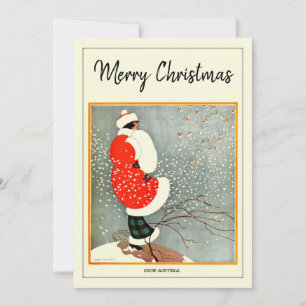 Merry Christmas 1914 Snow Bunting Holiday Card