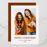 Merry Christmas 1 Photo Real Foil Holiday Card<br><div class="desc">Are you looking for a luxurious but minimal Christmas Card? Check out this Merry Christmas 1 Photo Real Foil Holiday Card. You can easily add your own photo and text by filling in the template. Click to order and you are done! Happy Holidays!</div>