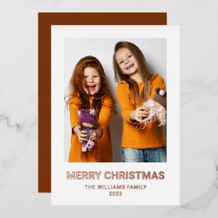 Merry Christmas 1 Photo Real Foil Holiday Card