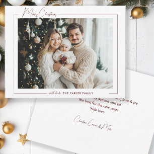 Merry Christmas! 1 Photo, White,Minimal Holiday Card