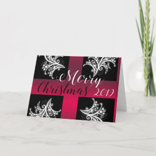 Merry Christmas 2019 in black, red and white Card