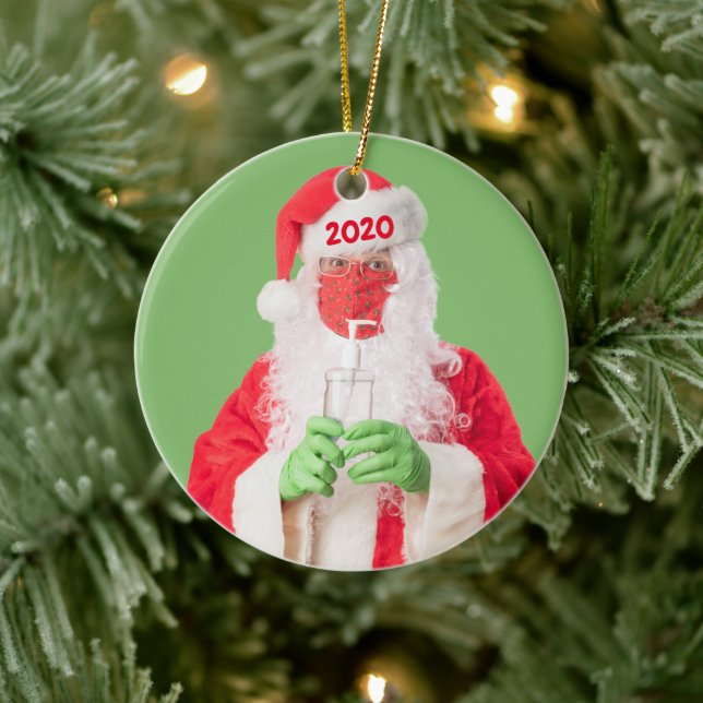 Merry Christmas 2020 Santa Hand Sanitizer TP Ceramic Tree Decoration (Tree)