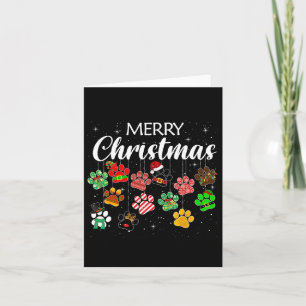 Merry Christmas 2021 Dog Paw Print Buffalo Plaid U Card