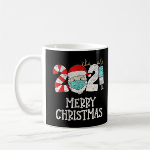 Merry-Christmas 2021 Quarantine Funny Santa In Fac Coffee Mug