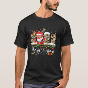 Merry Christmas 2022 Leopard Cute Reindeer Santa H T-Shirt