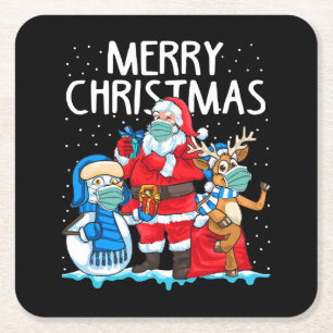 Merry Christmas 2023 Square Paper Coaster