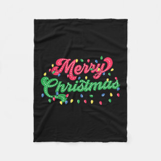 Merry Christmas 2024 Family Matching Christmas Lig Fleece Blanket