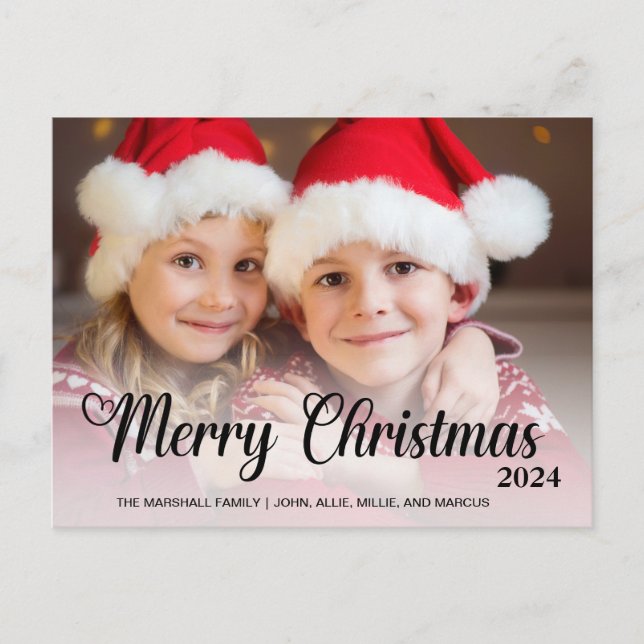 Merry Christmas 2024 Photo Typography  Holiday Postcard (Front)