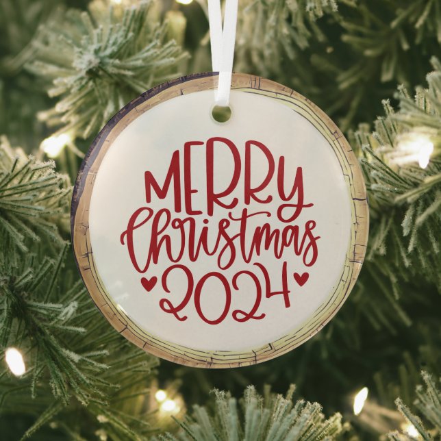 Merry Christmas 2024 Red Glass Tree Decoration (Insitu)