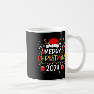 Merry Christmas 2024 Santa Hat Matching Family Paj Coffee Mug