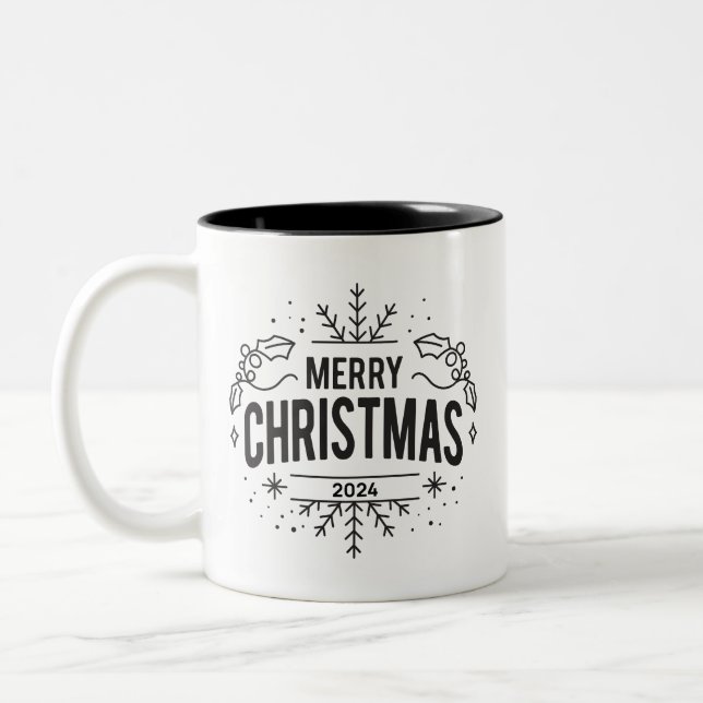 Merry christmas 2024 Two-Tone coffee mug (Left)