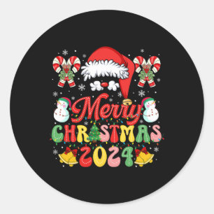 Merry Christmas 2024 Xmas Family Pyjamas Christmas Classic Round Sticker