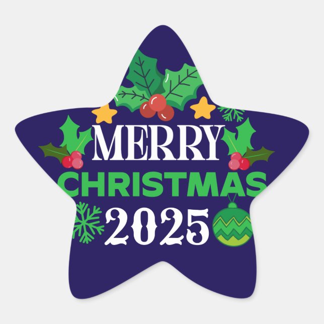 Merry Christmas 2025-86303 Star Sticker (Front)