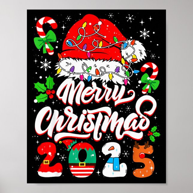 Merry Christmas 2025 Family Matching Pajamas Xmas  Poster (Front)