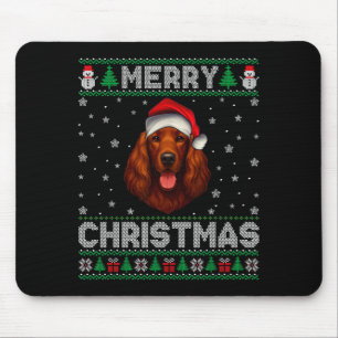 Merry Christmas 2025 Irish Setter Santa Hat Ugly X Mouse Mat