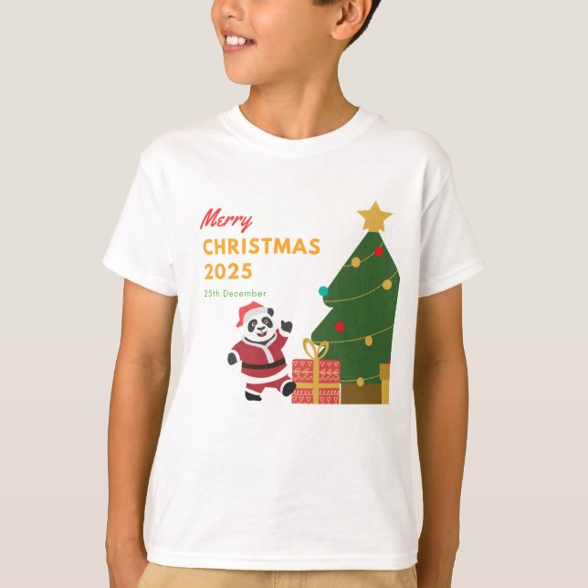 🎄 Merry Christmas 2025 – Panda Santa & Christmas  T-Shirt (Front)