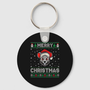 Merry Christmas 2025 Rat Santa Hat Ugly Xmas  Key Ring