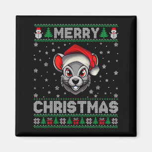 Merry Christmas 2025 Rat Santa Hat Ugly Xmas  Magnet