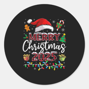 Merry Christmas 2025 Santa Elf Funny Family Matchi Classic Round Sticker