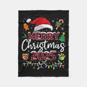 Merry Christmas 2025 Santa Elf Funny Family Matchi Fleece Blanket