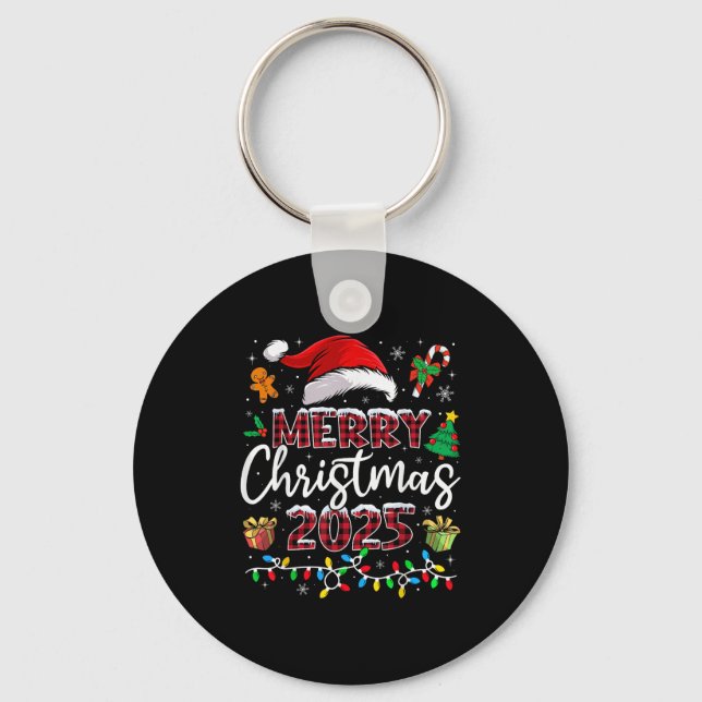 Merry Christmas 2025 Santa Elf Funny Family Matchi Key Ring (Front)