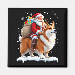 Merry Christmas 2025 Santa Riding Corgi Dog Xmas Magnet