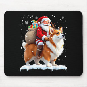 Merry Christmas 2025 Santa Riding Corgi Dog Xmas Mouse Mat