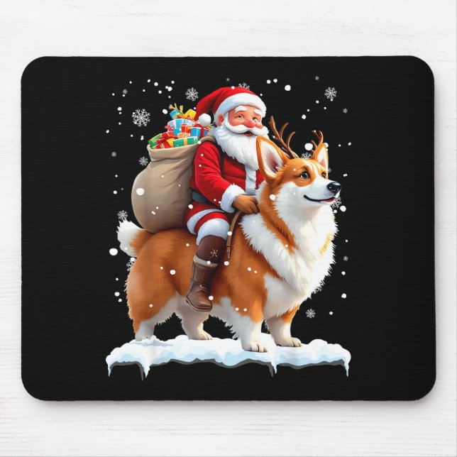 Merry Christmas 2025 Santa Riding Corgi Dog Xmas  Mouse Mat (Front)