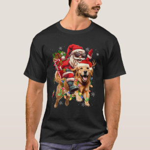 Merry Christmas 2025 Santa Riding Golden Retriever T-Shirt