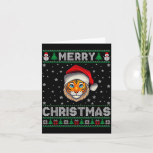 Merry Christmas 2025 Tiger Santa Hat Ugly Xmas Card