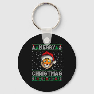 Merry Christmas 2025 Tiger Santa Hat Ugly Xmas  Key Ring