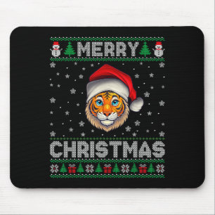 Merry Christmas 2025 Tiger Santa Hat Ugly Xmas  Mouse Mat