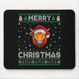 Merry Christmas 2025 Yak Santa Hat Ugly Xmas  Mouse Mat