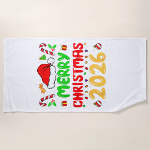 Merry Christmas 2026 Family Matching Costume Santa Beach Towel