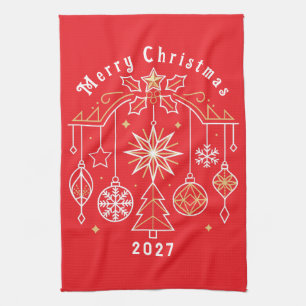 Merry Christmas 2027 design Tea Towel
