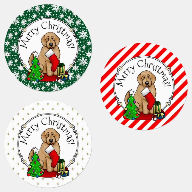 Merry Christmas 2 Goldendoodle (golden red) Cute (Group)