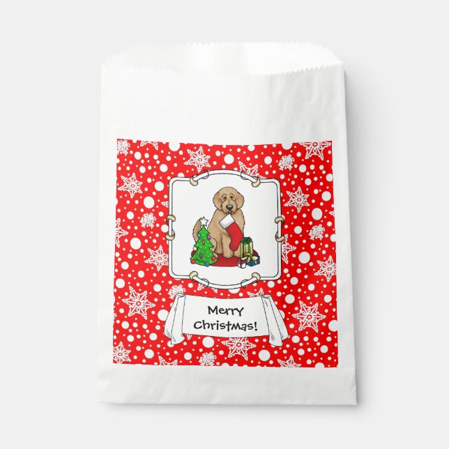 Merry Christmas 2 Goldendoodle (golden red) Cute Favour Bags (Front)
