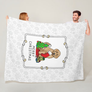Merry Christmas 2 Goldendoodle (golden red) Cute Fleece Blanket